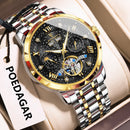 POEDAGAR Luxury Men Wristwatch Fashion Date Hollow Tourbillon M