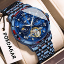 POEDAGAR Luxury Men Wristwatch Fashion Date Hollow Tourbillon M