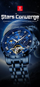POEDAGAR Luxury Men Wristwatch Fashion Date Hollow Tourbillon M