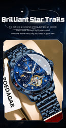 POEDAGAR Luxury Men Wristwatch Fashion Date Hollow Tourbillon M