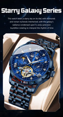 POEDAGAR Luxury Men Wristwatch Fashion Date Hollow Tourbillon M