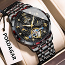 POEDAGAR Luxury Men Wristwatch Fashion Date Hollow Tourbillon M