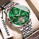POEDAGAR Luxury Men Wristwatch Fashion Date Hollow Tourbillon M