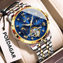 POEDAGAR Luxury Men Wristwatch Fashion Date Hollow Tourbillon M